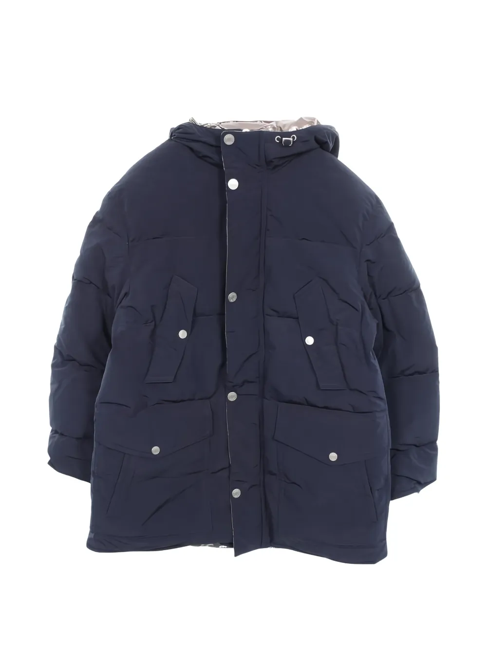 Pre-owned Hermes 2000s Serie Hooded Padded Jacket In Blue