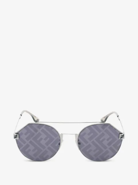 Fendi Pre-Owned logo-pattern mirrored sunglasses