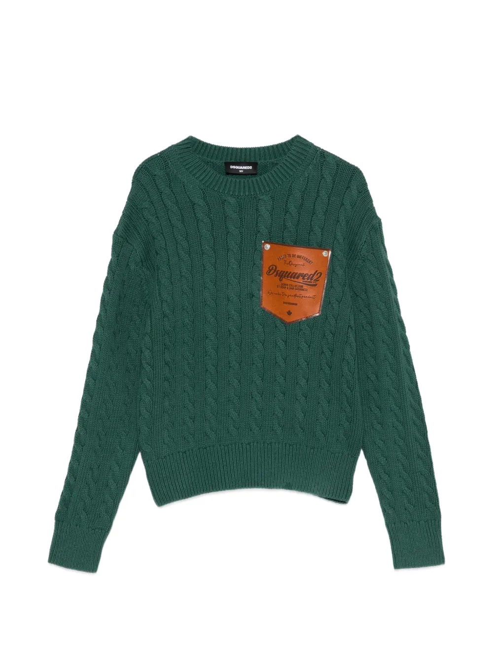 DSQUARED2 KIDS cable-knit pocket sweater - Verde