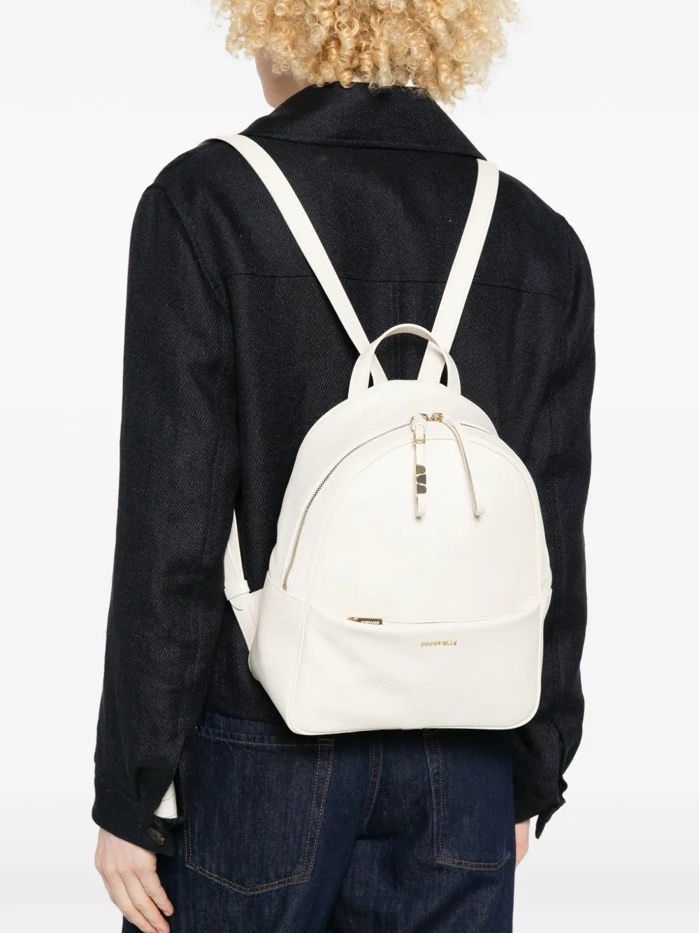  Coccinelle Nory Zip Leather Backpack - Neutrals 