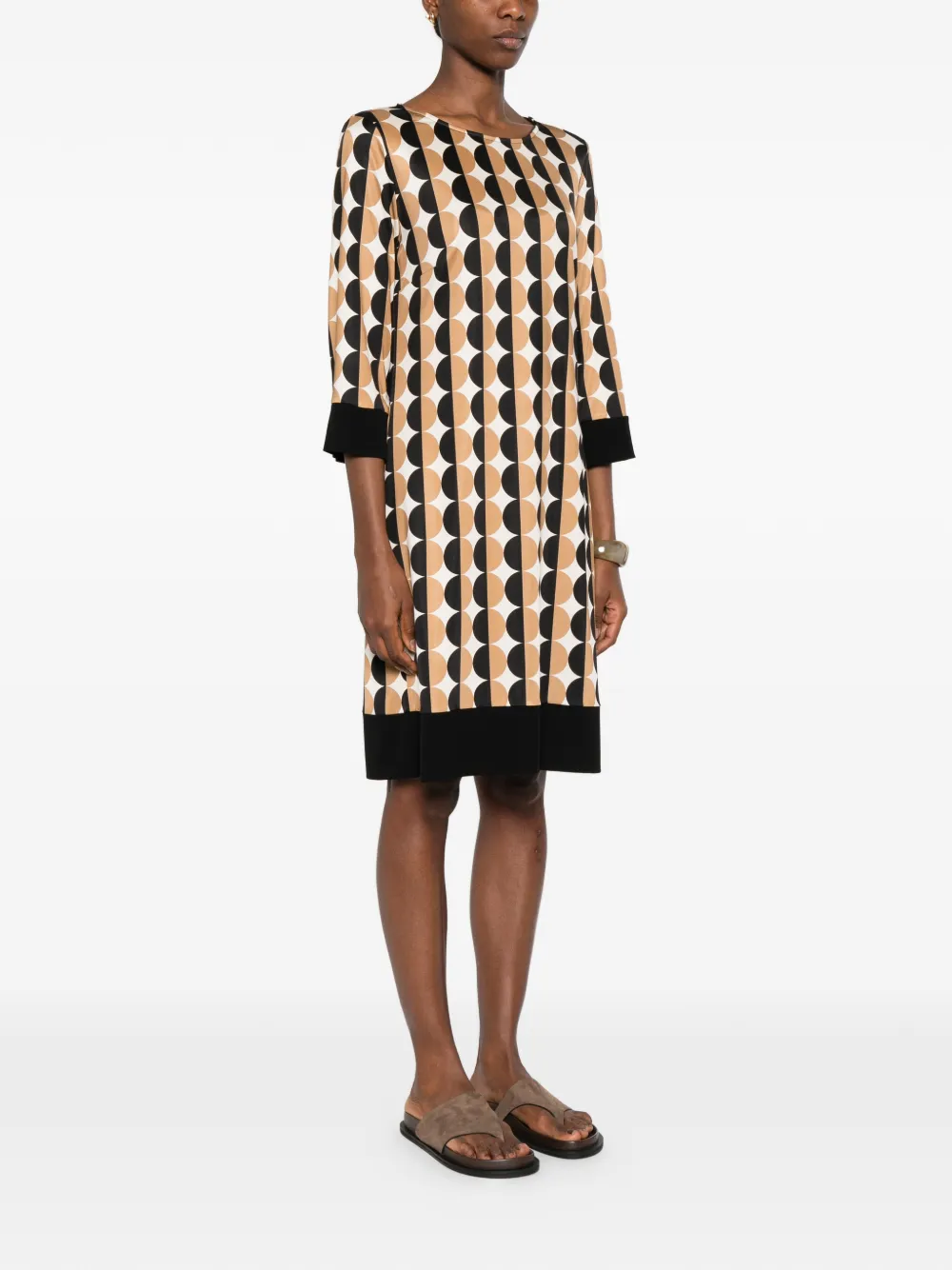  Clips Geometric-print Midi Dress - Neutrals 
