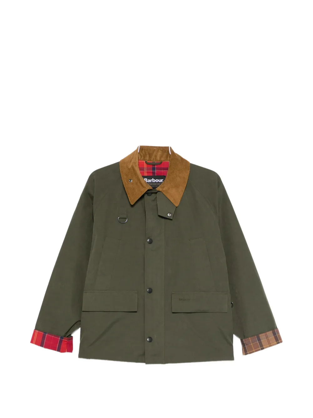 Barbour corduroy-collar plaid jacket - Verde