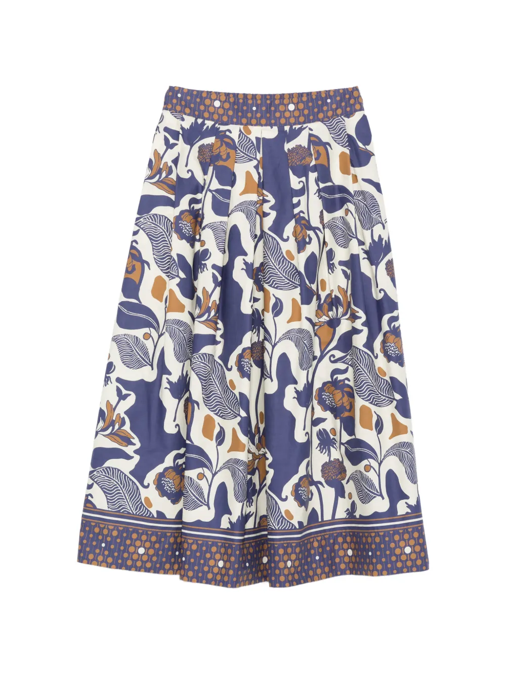 Clips Floral-print Midi Skirt In Blue