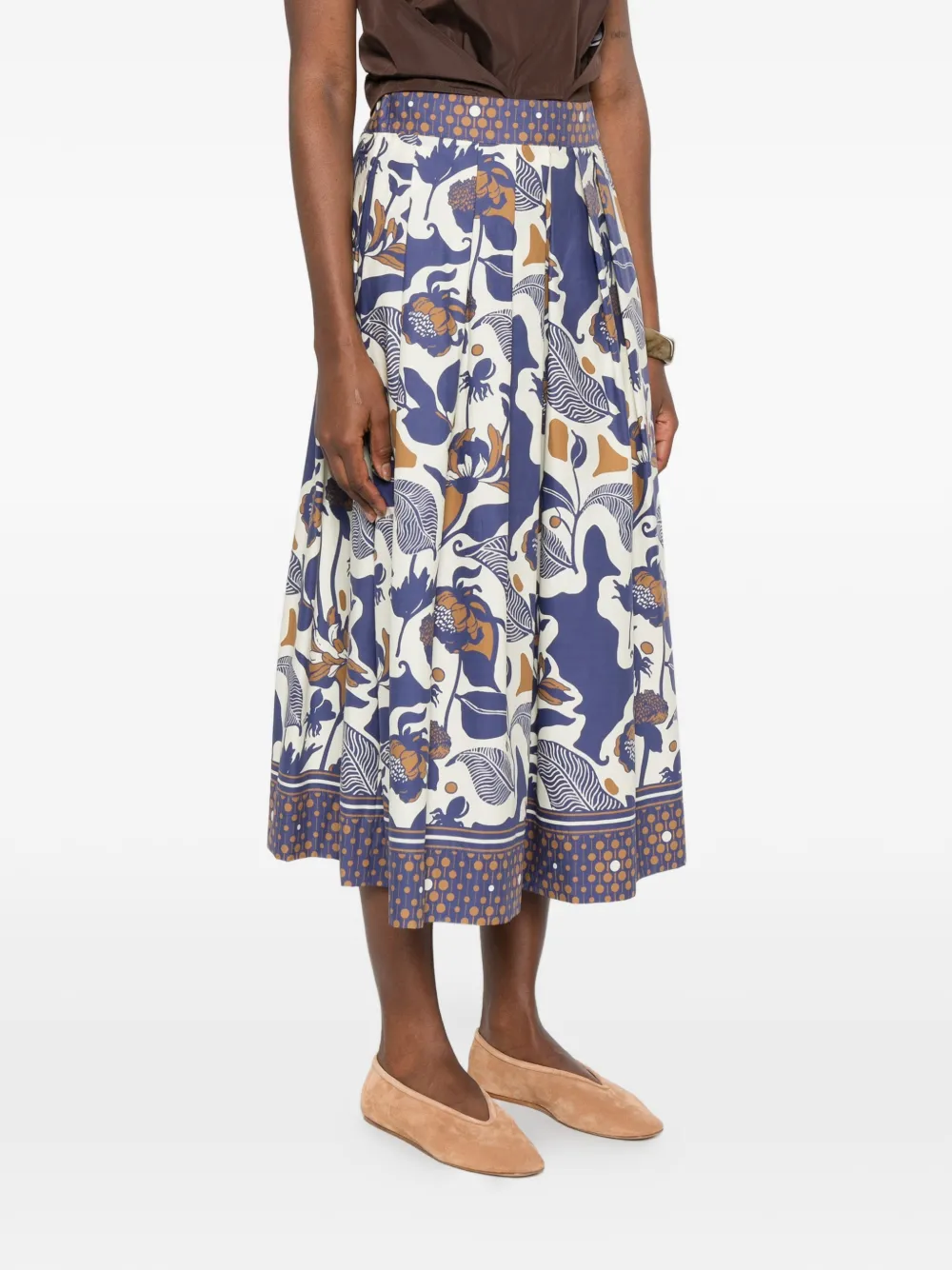  Clips Floral-print Midi Skirt - Neutrals 