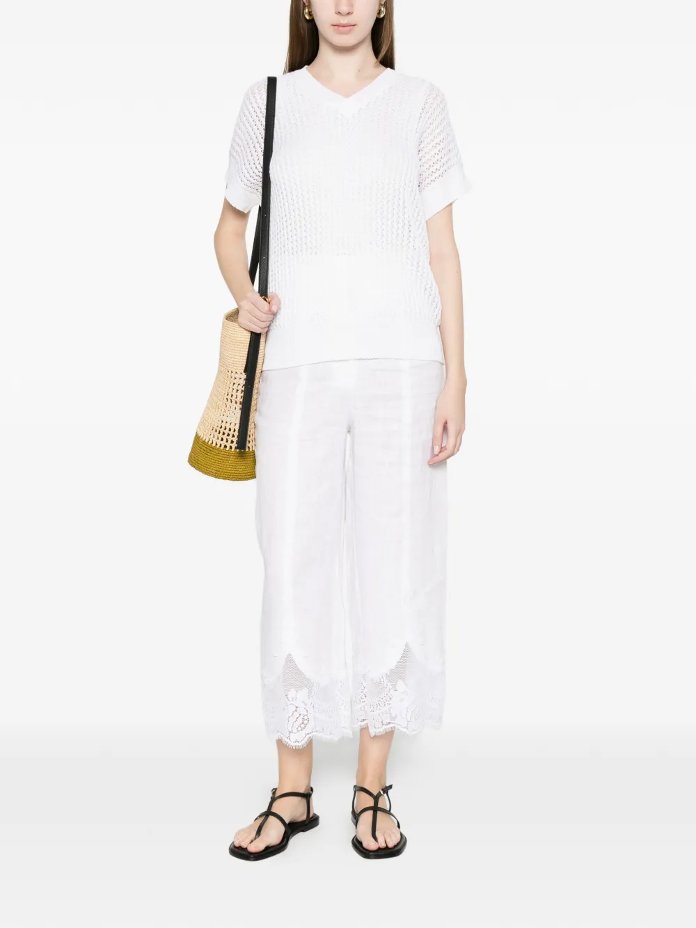  Anne Claire V-neck T-shirt - White 