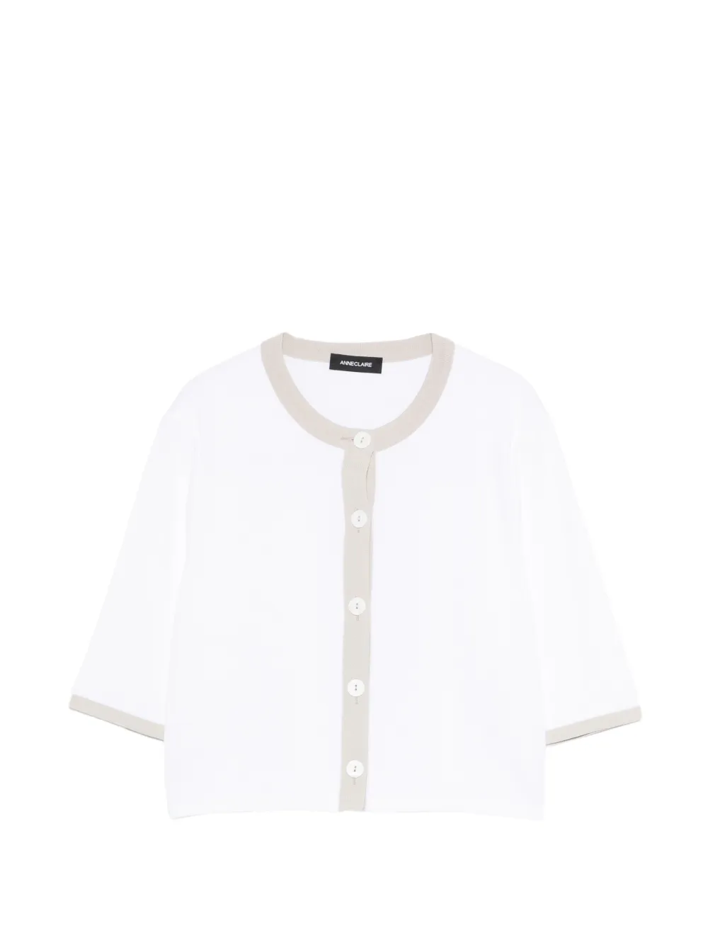 anne claire trim button cardigan - Bianco