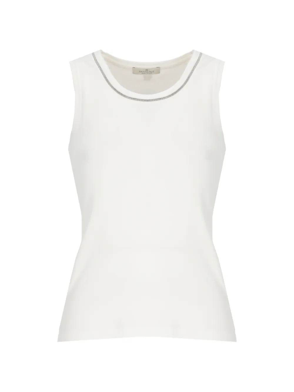 PANICALE bead-embellished round-neck tank top - Bianco