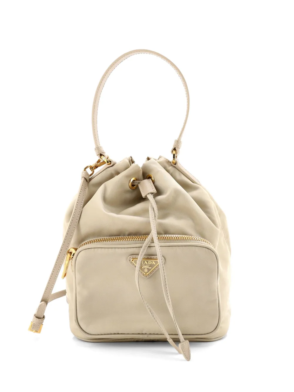 Prada Pre-Owned Drawstring Re-Nylon Small bucket bag - Toni neutri