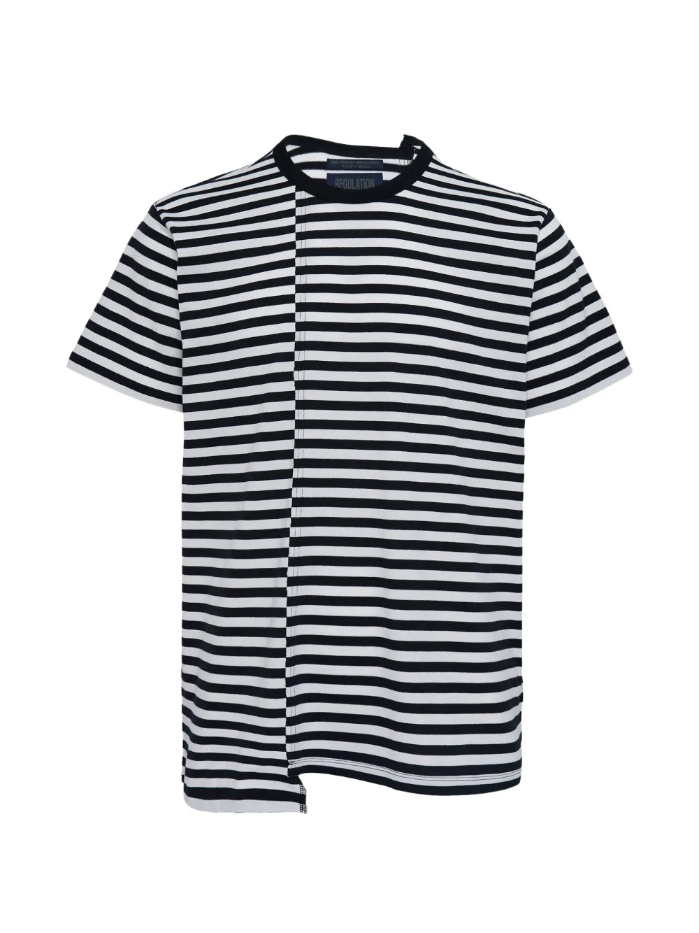 Yohji Yamamoto paneled striped short-sleeve T-shirt - Nero