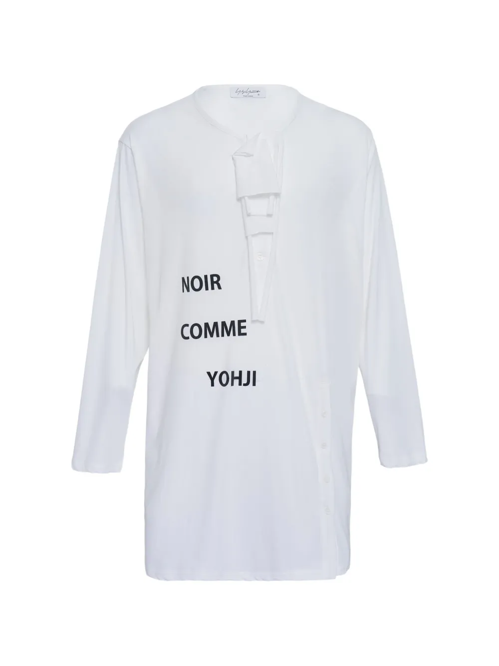 Yohji Yamamoto button-detail long-sleeve T-shirt - Bianco
