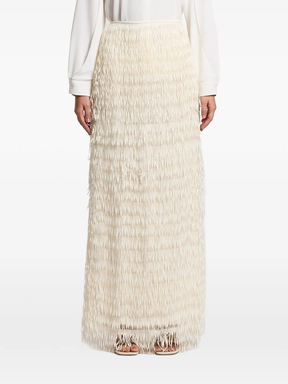 Peserico fringed maxi skirt - Toni neutri