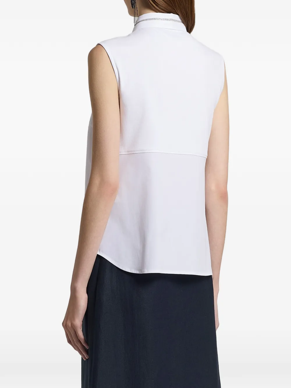 Embellished-Collar Sleeveless Top