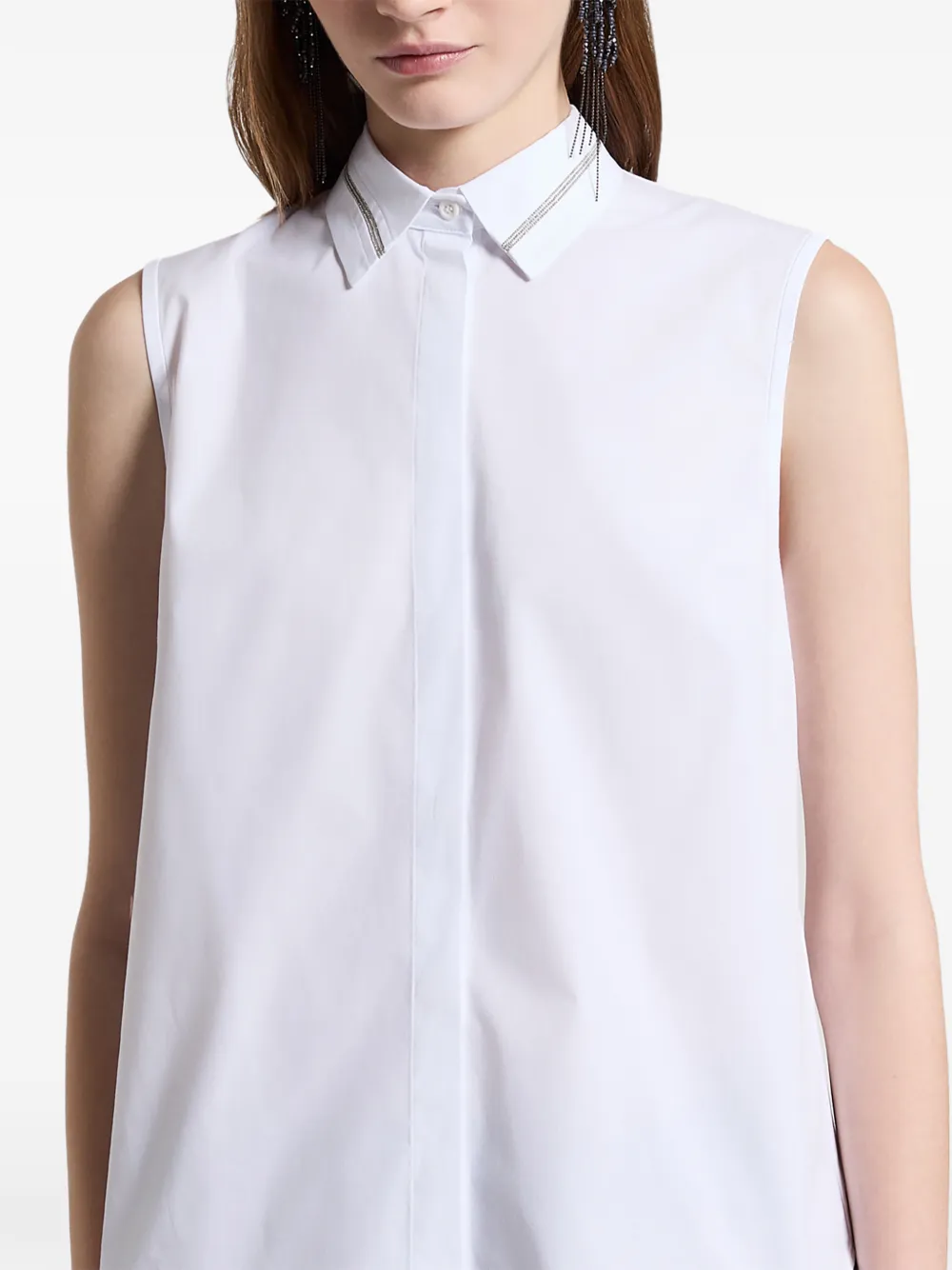 Embellished-Collar Sleeveless Top