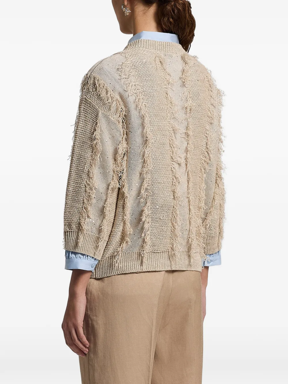  Peserico Sequinned Fringed Sweater - Neutrals 