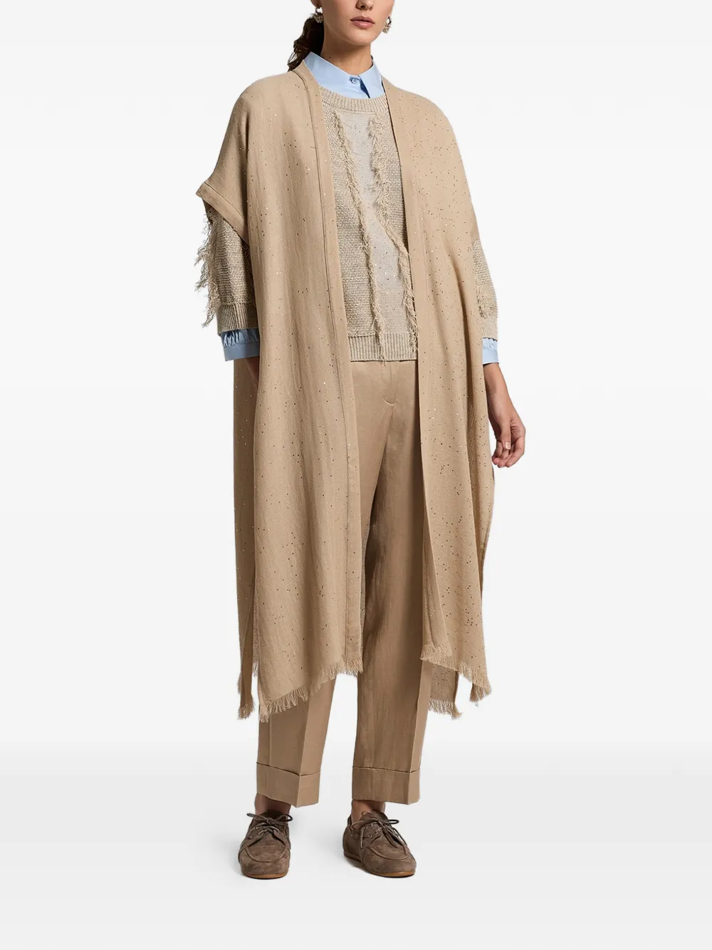  Peserico Sequinned Fringed Sweater - Neutrals 