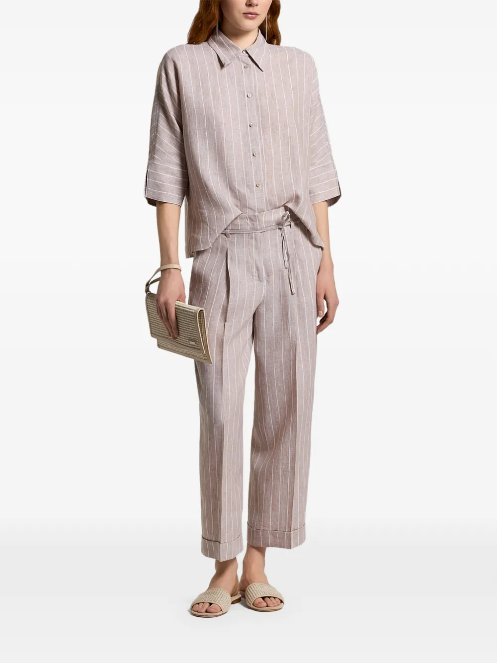  Peserico Striped Buttoned Shirt - Neutrals 