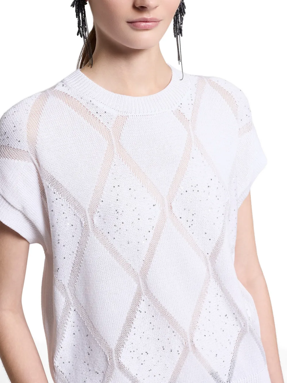 Peserico Gebreide top met argyle patroon Wit