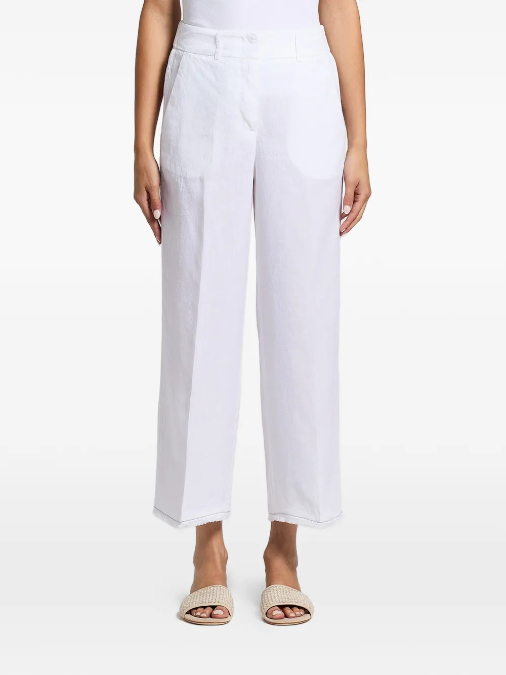 Peserico frayed-hem trousers - Bianco