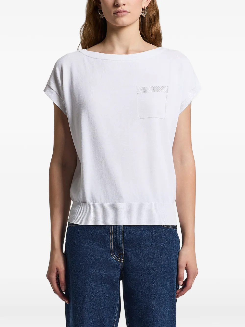 Peserico pocket knitted T-shirt - Bianco