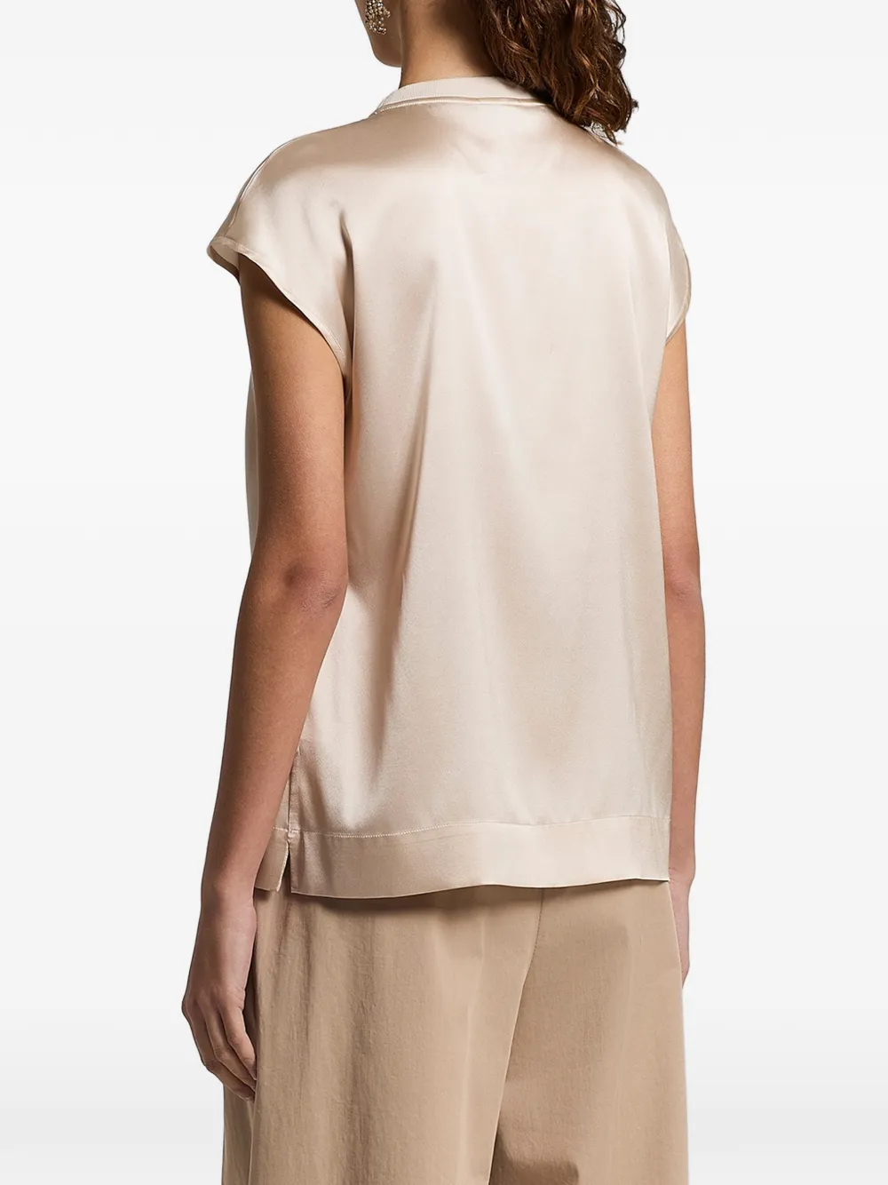 Ribbed-Trim Top