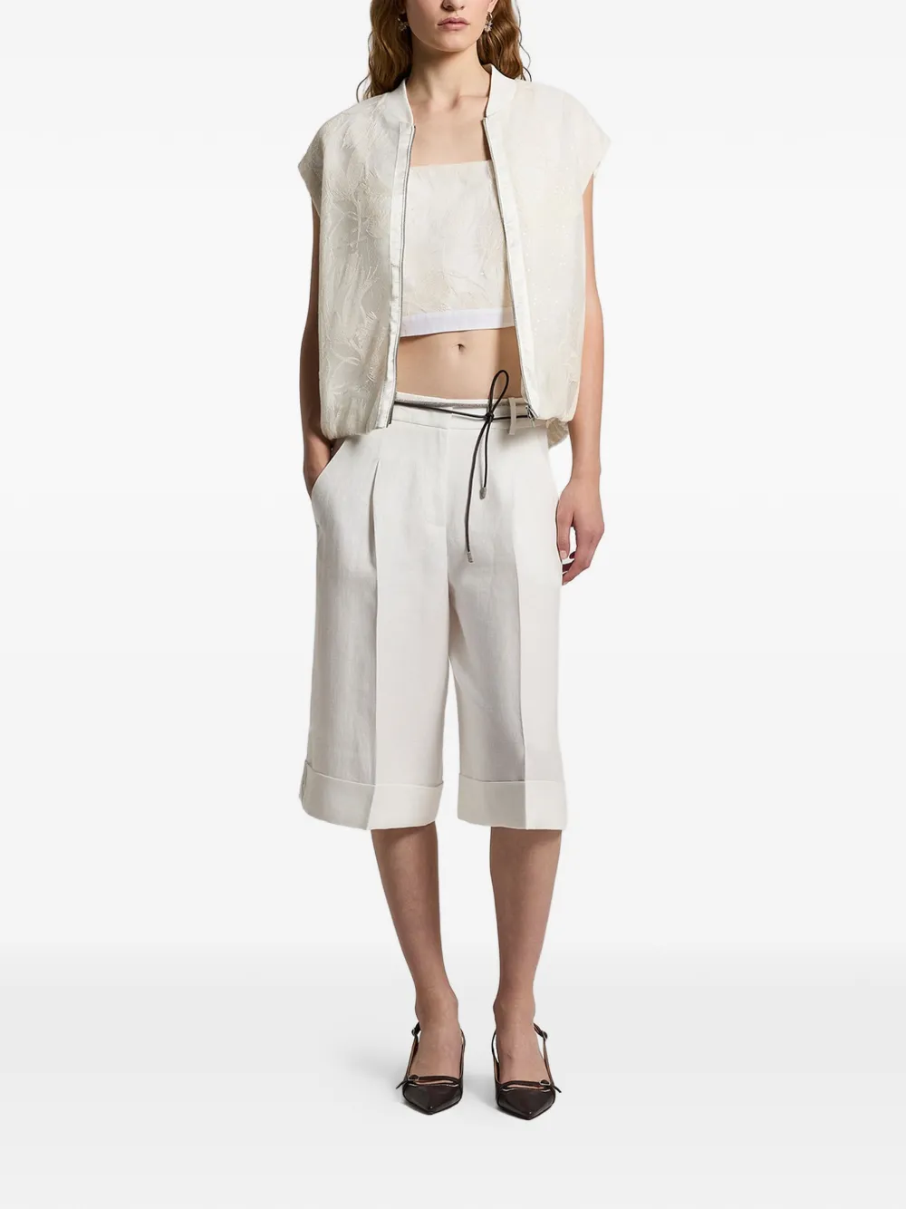  Peserico Shoulder-strap Top - Neutrals 