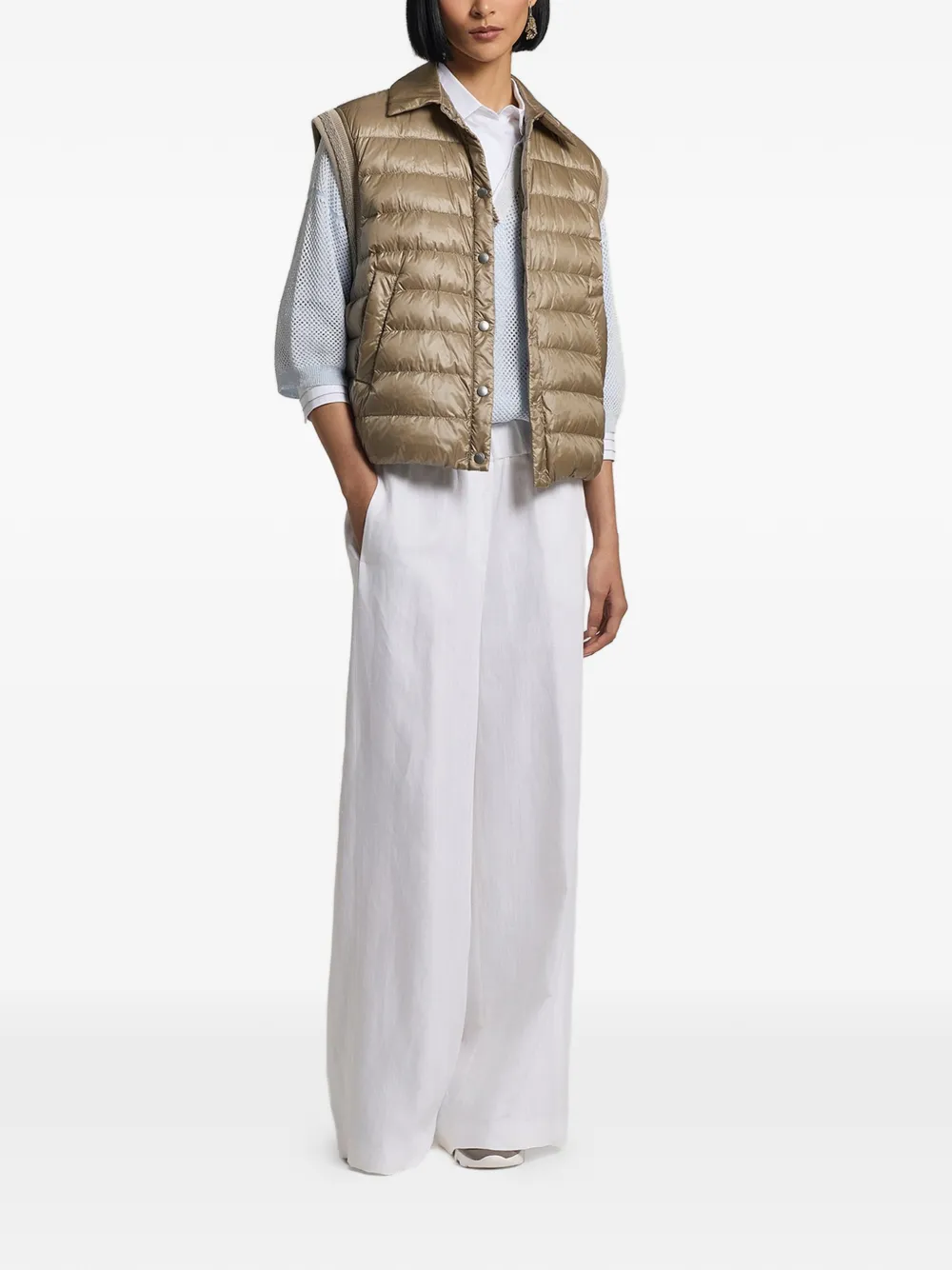Peserico Broek met visgraatpatroon Wit