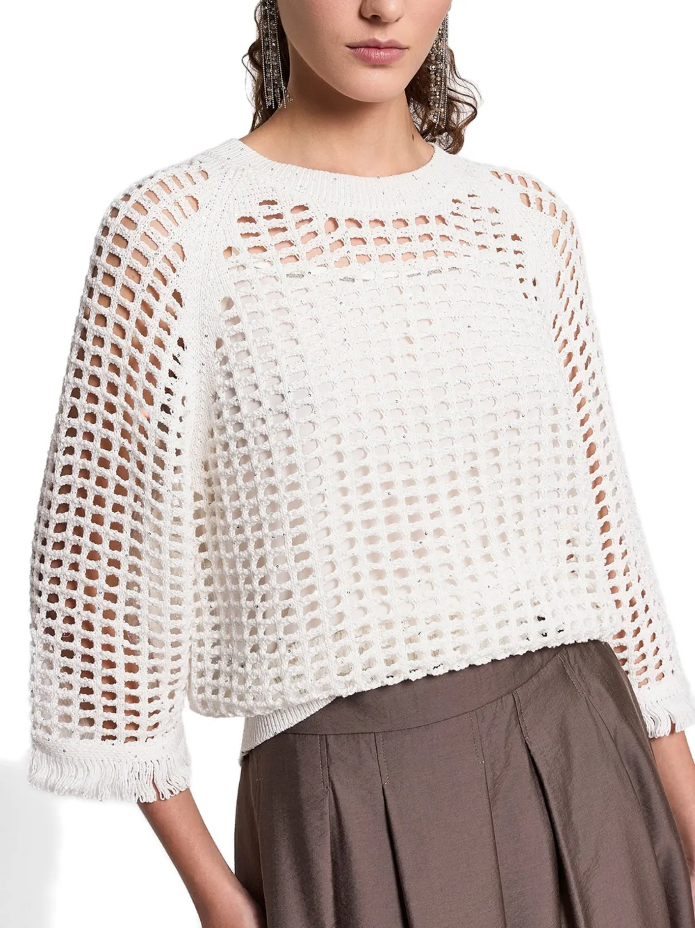 Peserico Ribfluwelen trui met pailletten Beige
