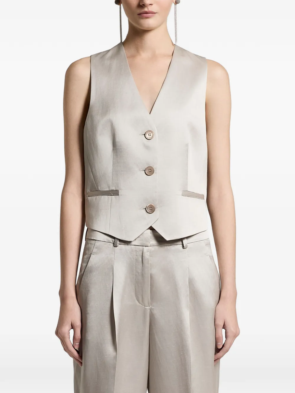 Peserico button V-neck waistcoat - Silver