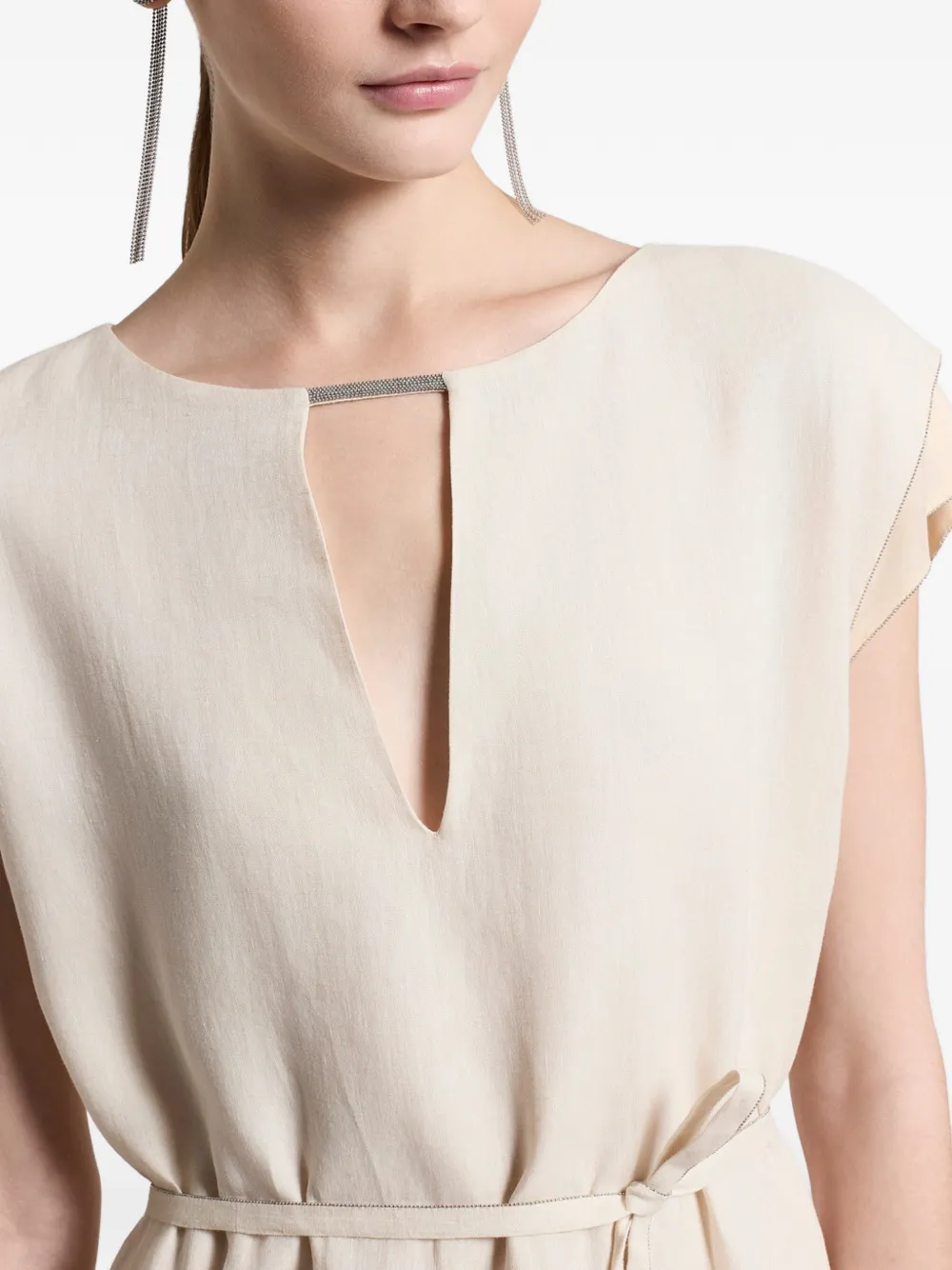 Peserico Jurk met V-hals Beige