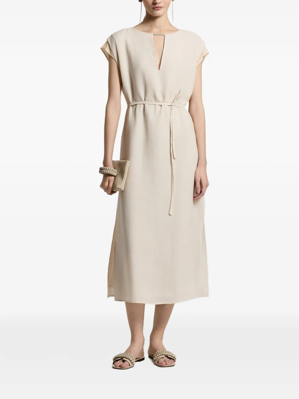 Peserico Jurk met V-hals Beige