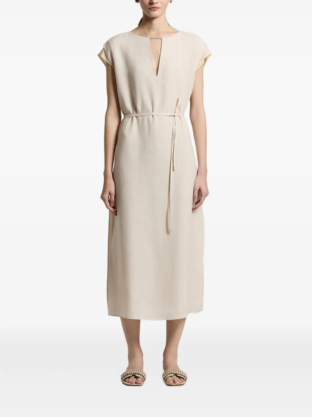 Peserico V-neck belted dress - Toni neutri