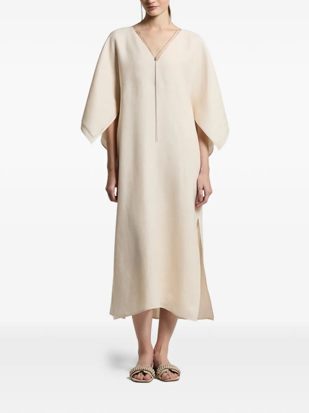  Peserico Aurea V-neck Midi Dress - Neutrals 