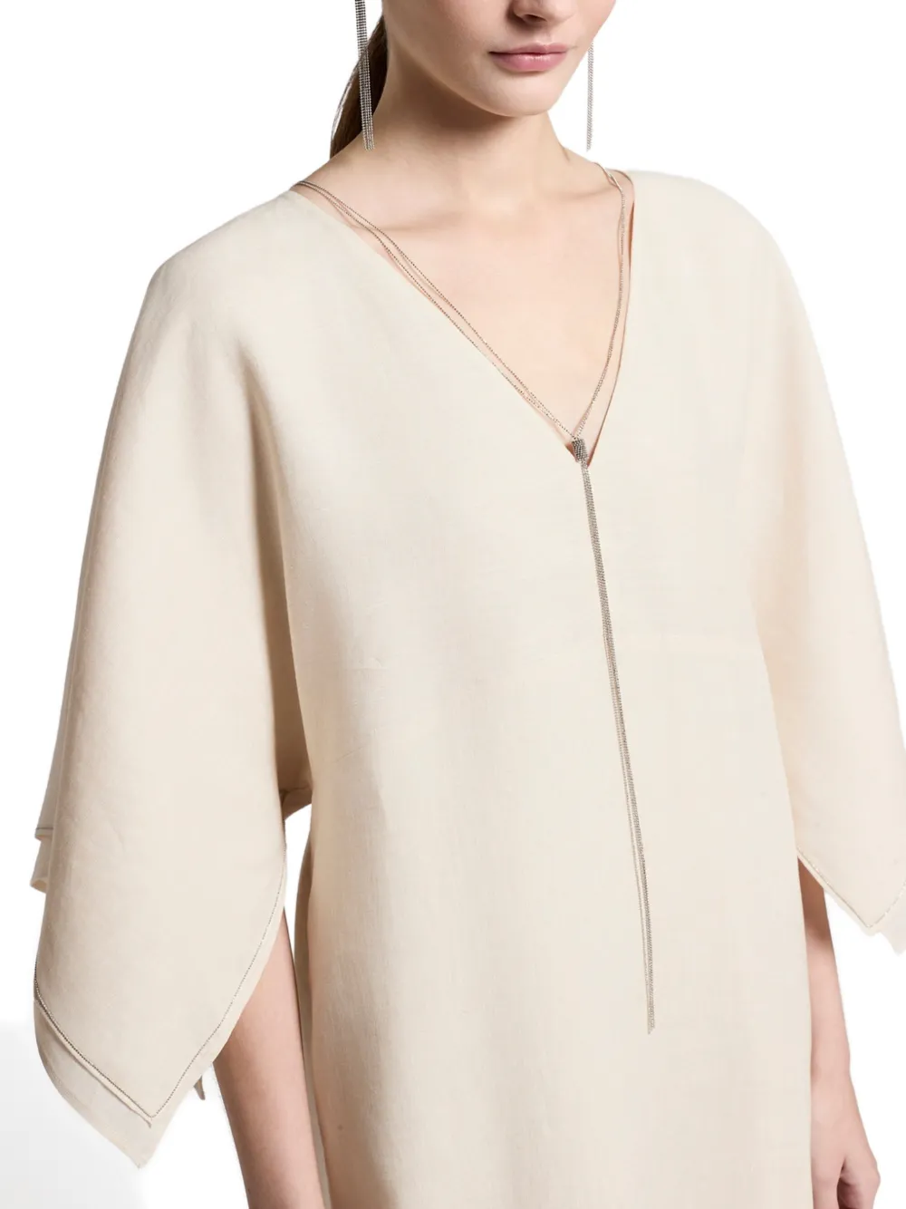 Peserico Aurea midi-jurk met V-hals Beige
