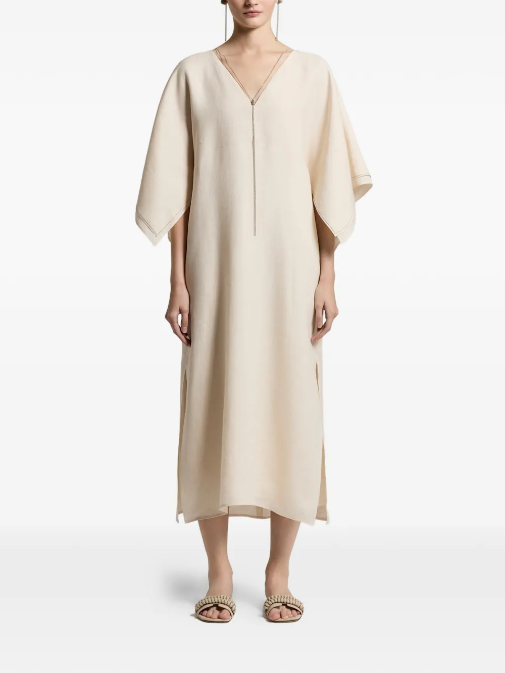 Peserico Aurea V-neck midi dress - Toni neutri