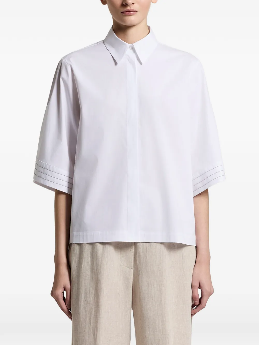 Peserico stitching short-sleeve shirt - Weiß