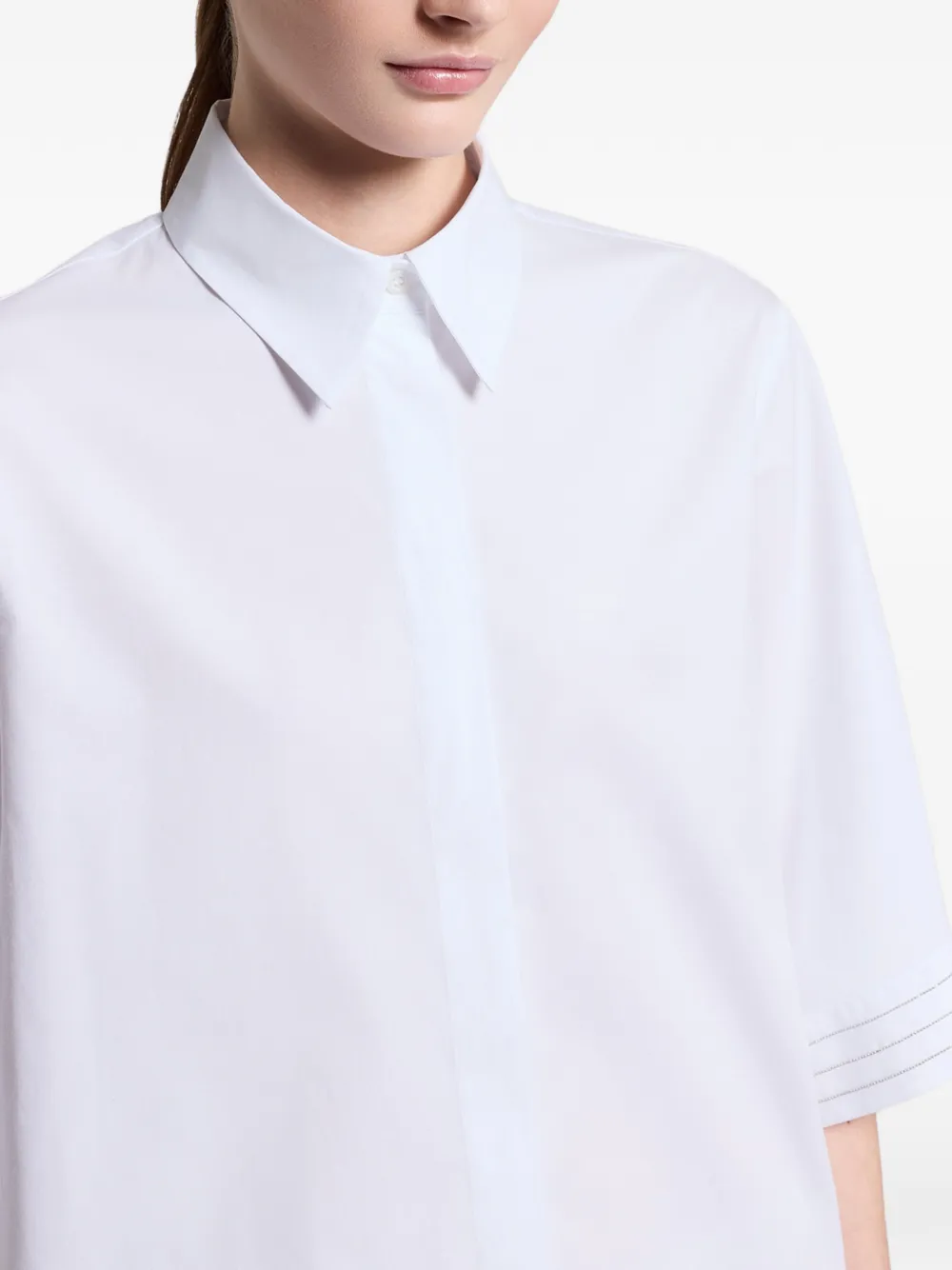 Peserico Blouse met stiksels en korte mouwen Wit
