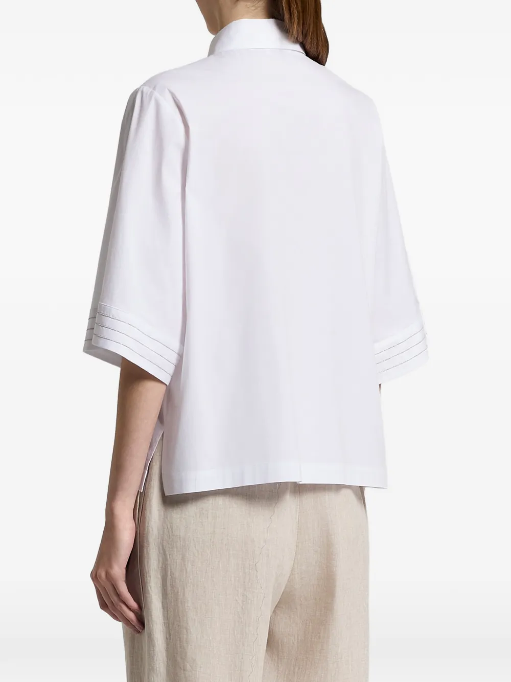 Peserico Blouse met stiksels en korte mouwen Wit