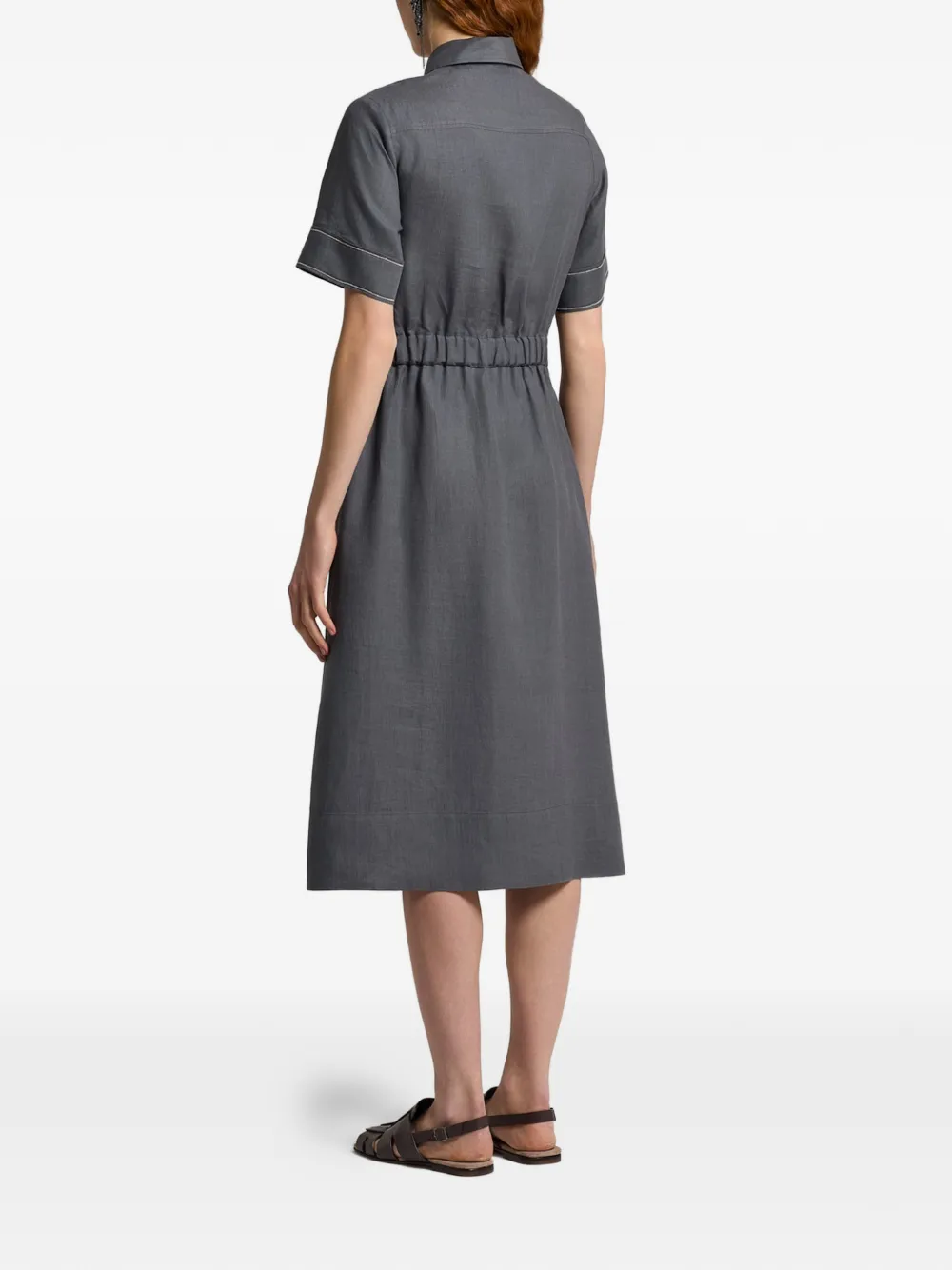 Peserico Midi-jurk met ceintuur en polokraag Blauw