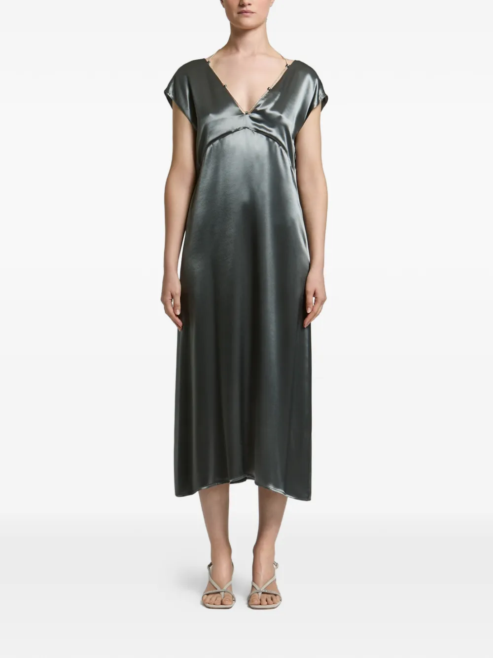 Peserico chain-link satin midi dress - Verde