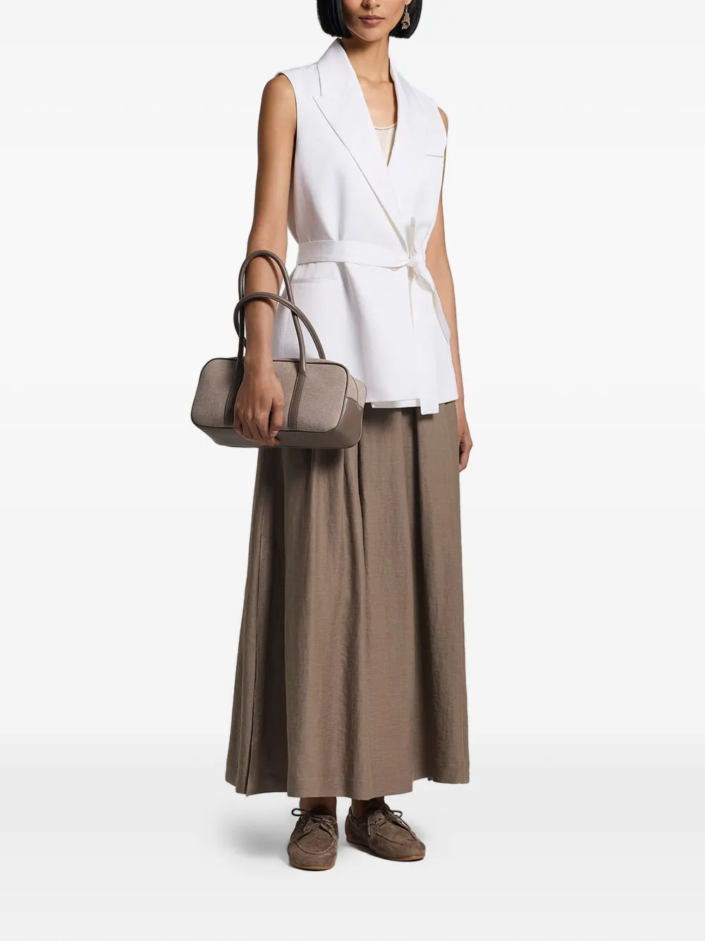  Peserico Pleated Maxi Skirt - Brown 