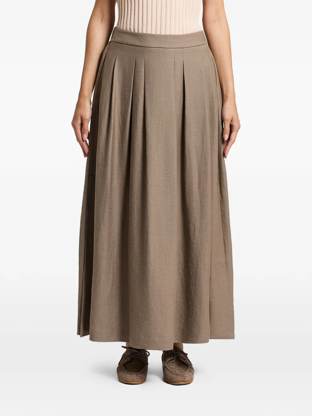 Peserico Pleated Maxi Skirt - Brown 