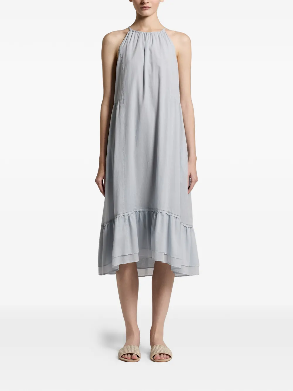 Peserico Ruffled-hem Halterneck Midi Dress In Orange