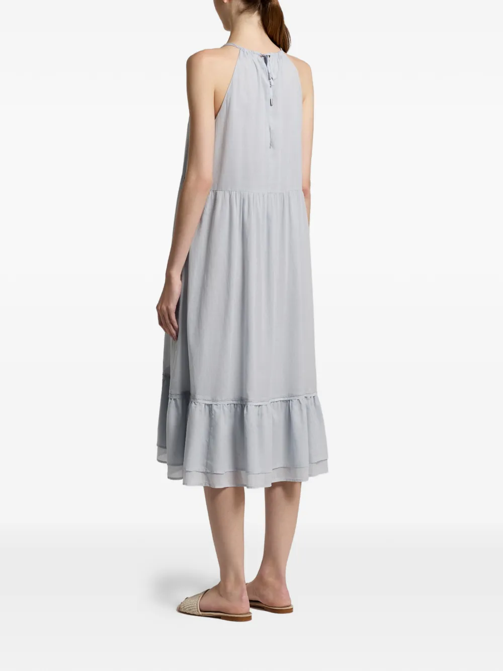 Peserico Midi-jurk met halternek en ruches Blauw