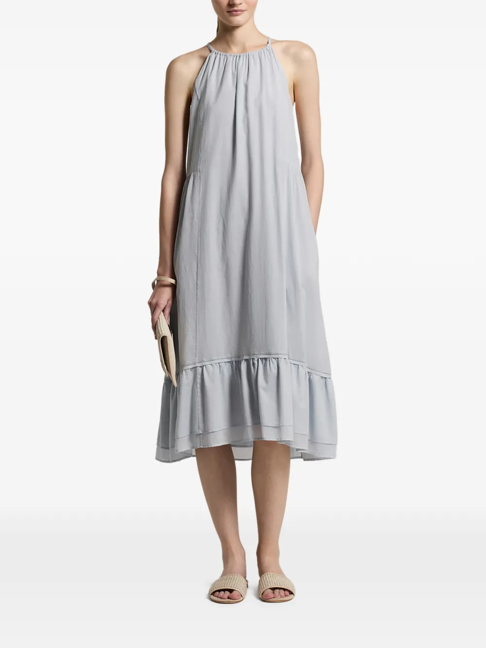 Peserico ruffled-hem halterneck midi dress - Blu