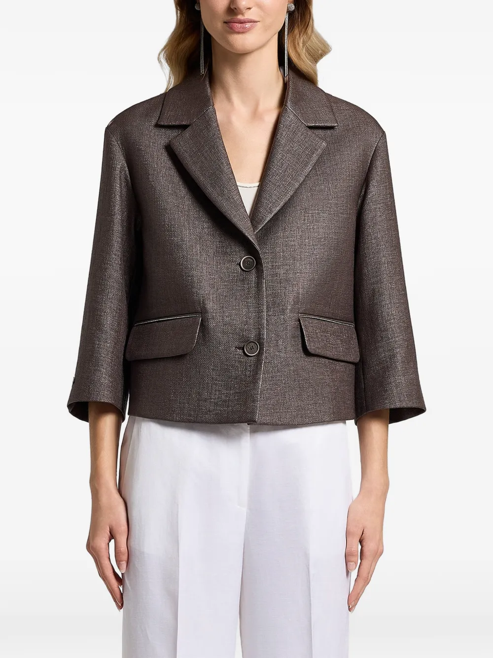 Peserico cropped jacket - Marrone