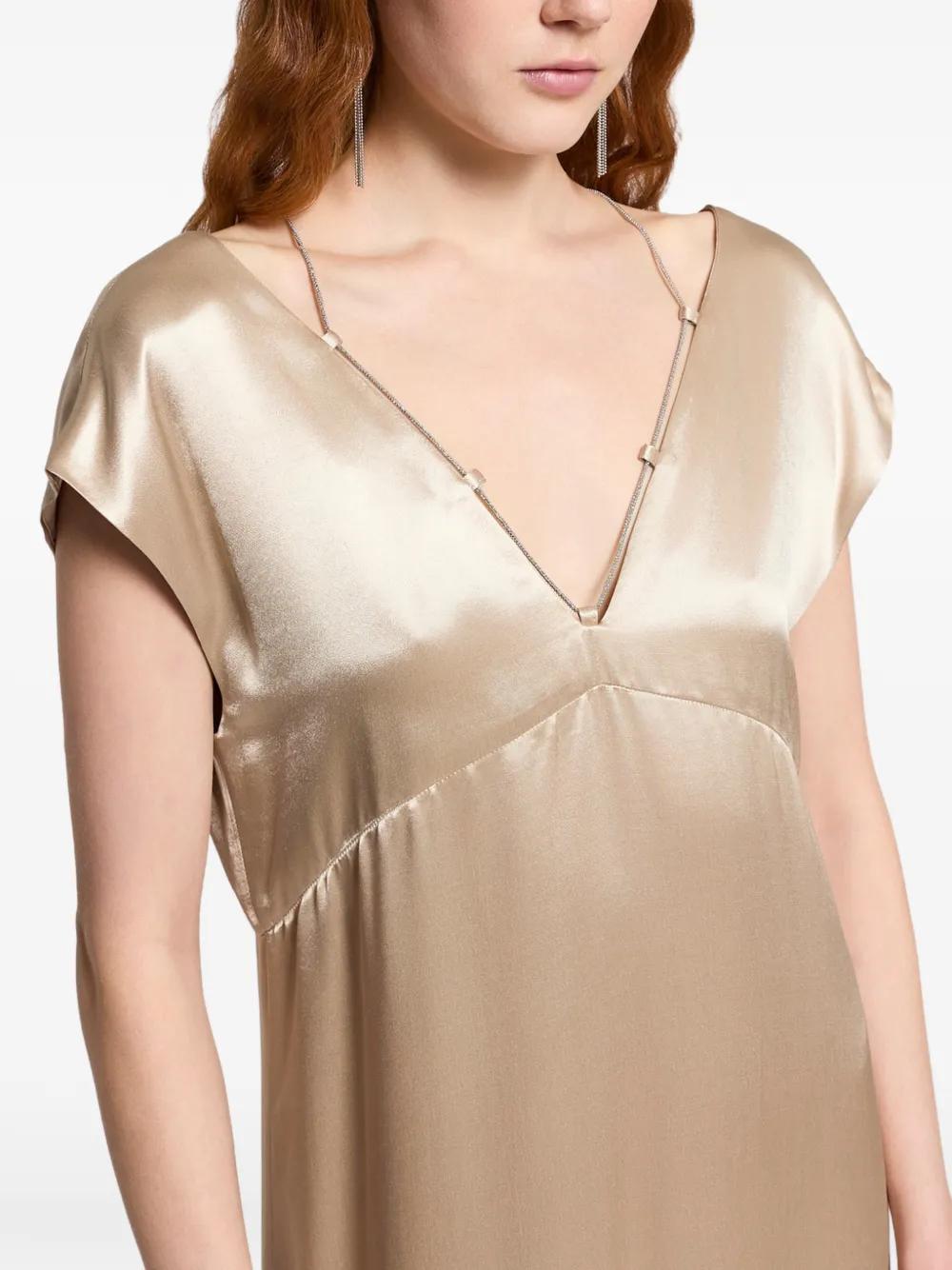 Peserico Midi-jurk met V-hals Beige