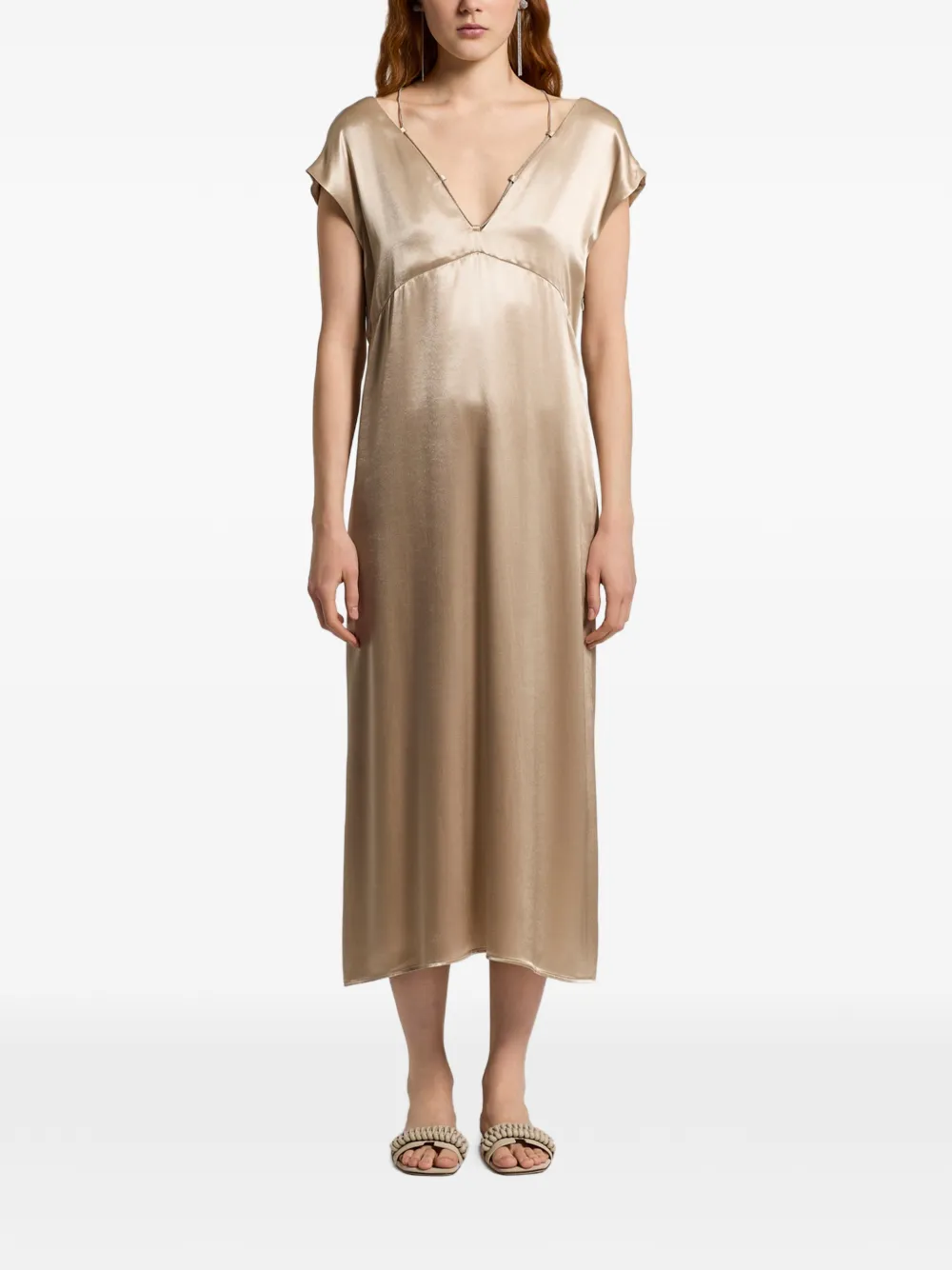 Peserico Midi-jurk met V-hals Beige