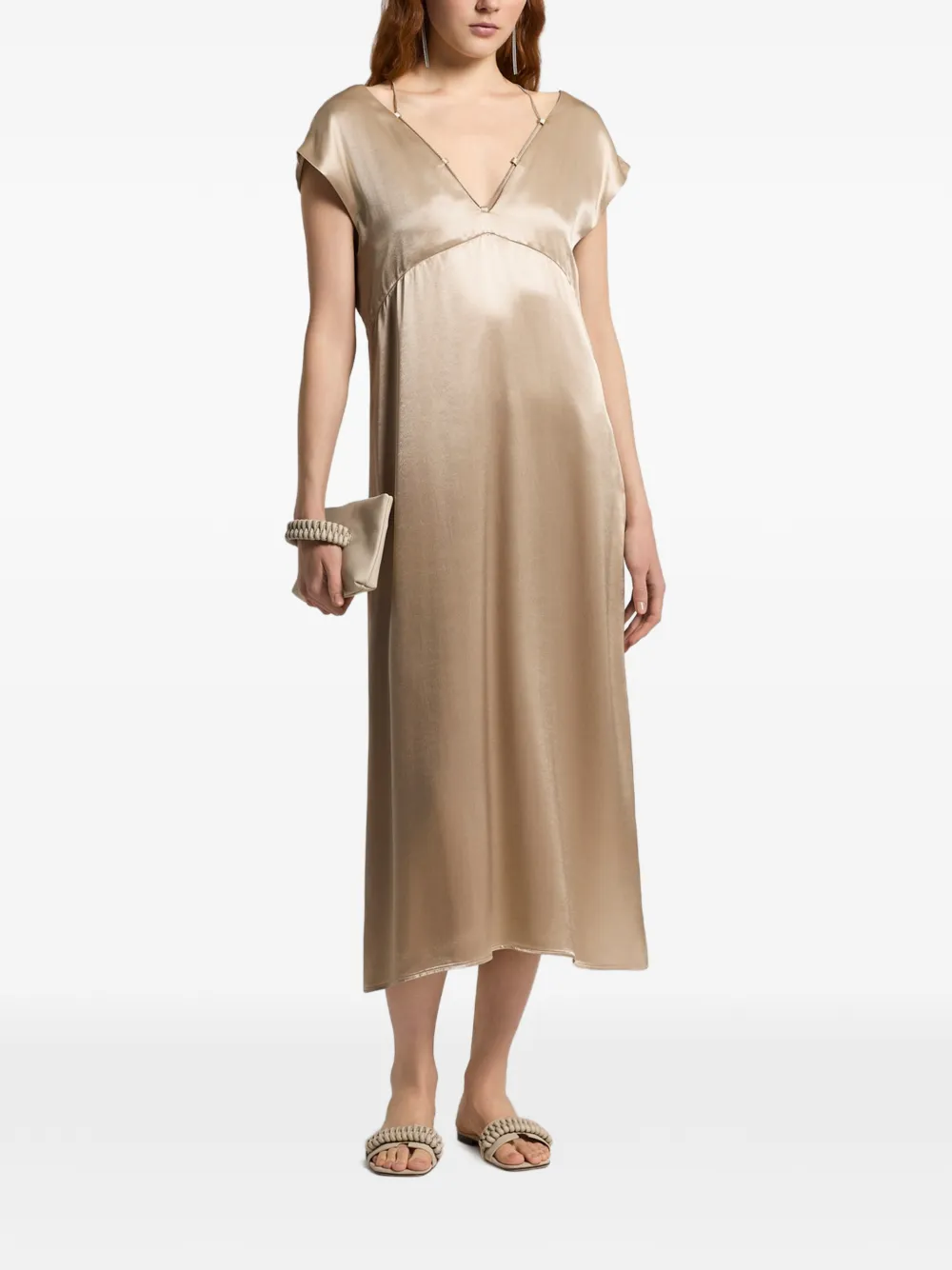 Peserico V-neck midi dress - Toni neutri