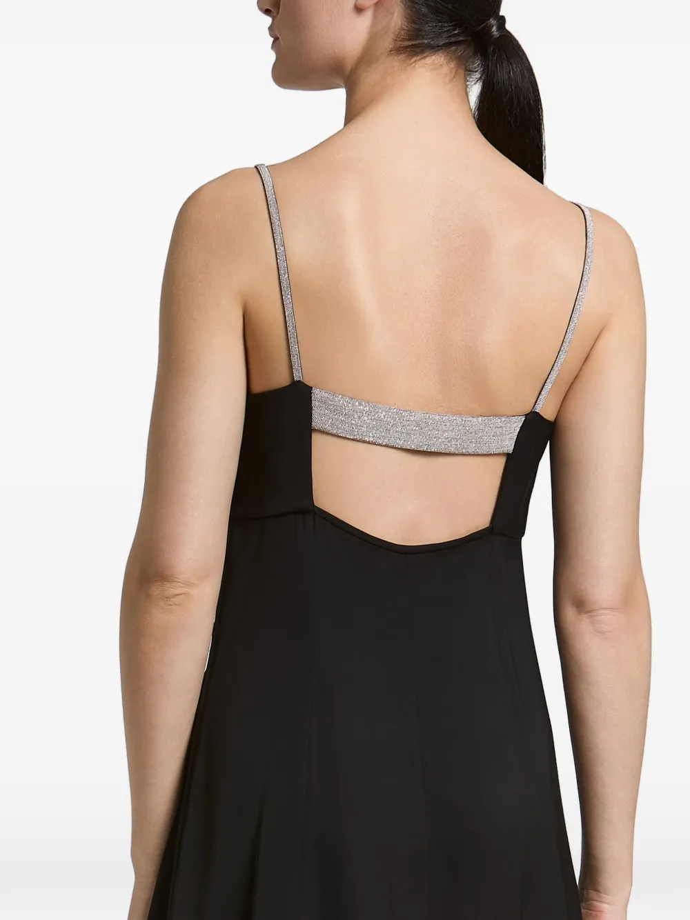Peserico Midi-jurk met lurex detail en open rug Zwart