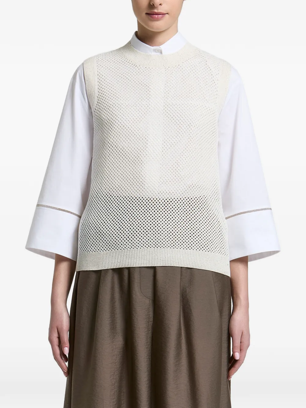 Peserico open-knit vest - Toni neutri